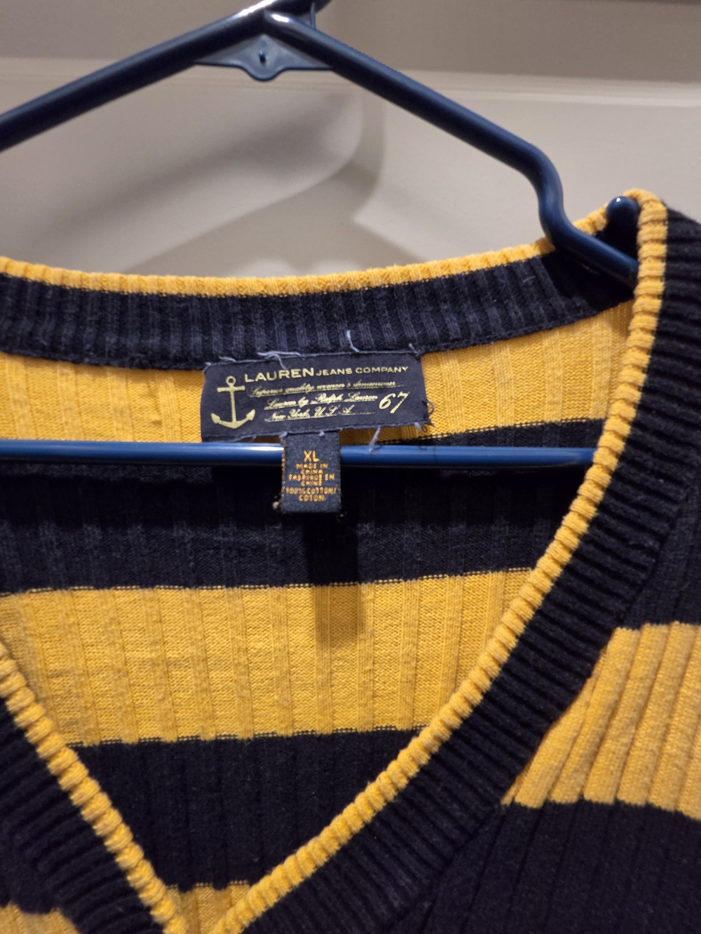 Lauren Jeans Co. Ralph Lauren Striped Henley V-Neck Sweater - Picture 6 of 8
